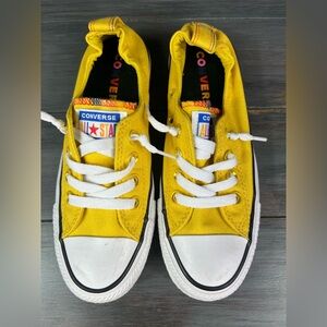Converse yellow retro slip-on sneakers with rainbow stitching women’s 6
B1